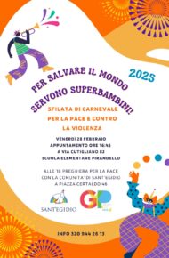 Poster sfilata di carnevale organizzata dalla comunità di sant'egidio